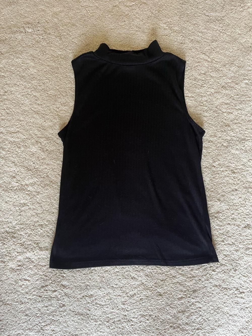 One Step Ahead Black Ribbed Mock Neck Tank